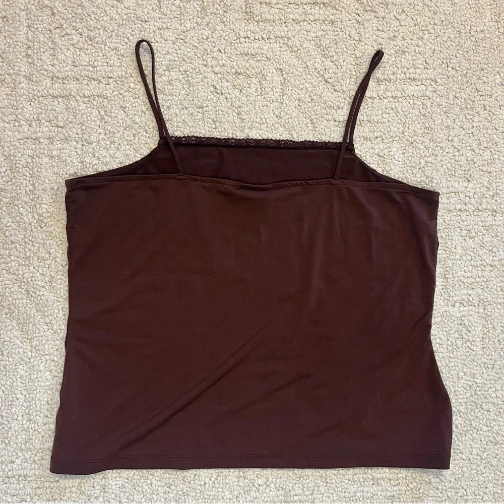Fashion Bug Y2K lace trim tank size 18/20W chocolate brown layering piece - Picture 5 of 6